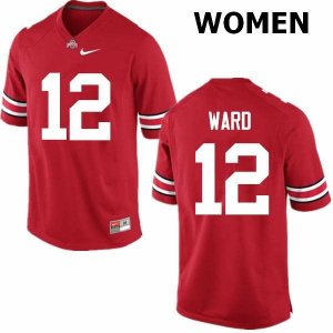 NCAA Ohio State Buckeyes Women's #12 Denzel Ward Red Nike Football College Jersey URJ8845JX